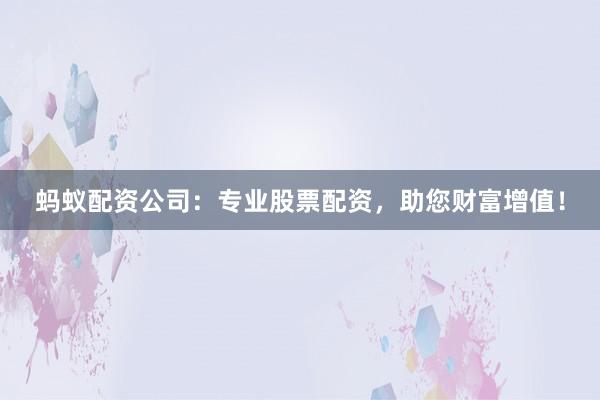 蚂蚁配资公司：专业股票配资，助您财富增值！
