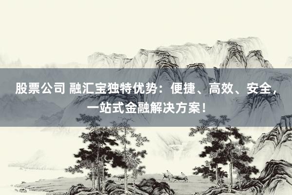 股票公司 融汇宝独特优势：便捷、高效、安全，一站式金融解决方案！