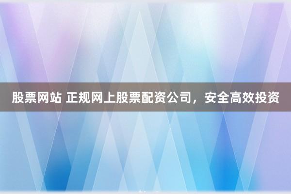 股票网站 正规网上股票配资公司，安全高效投资