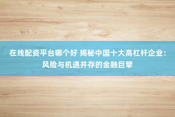 在线配资平台哪个好 揭秘中国十大高杠杆企业：风险与机遇并存的金融巨擘