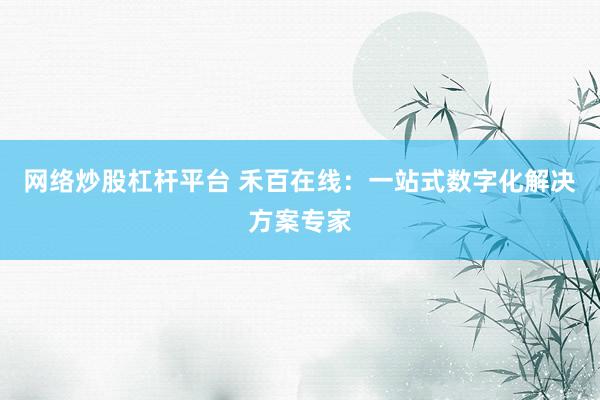 网络炒股杠杆平台 禾百在线：一站式数字化解决方案专家